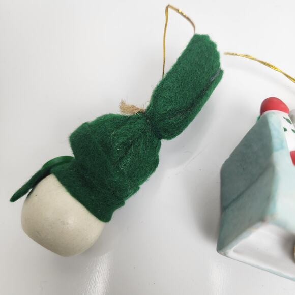 Vintage BOA Jack In The Box Christmas Bell- Taiwan & Handmade Green Snowman Lot - Picture 6 of 11